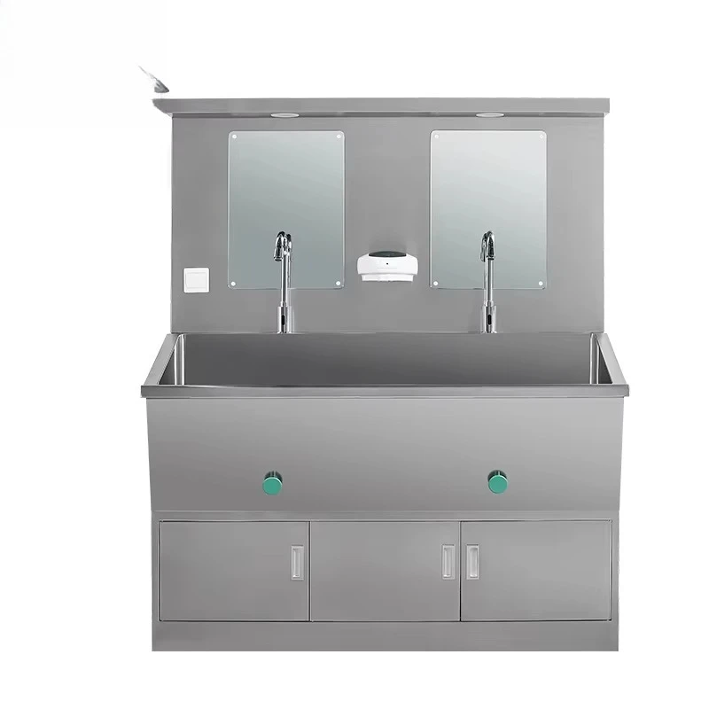 อ่างล้างจานสแตนเลสแบบสองหลุมสำหรับโรงเรียน คุณภาพเชิงพาณิชย์