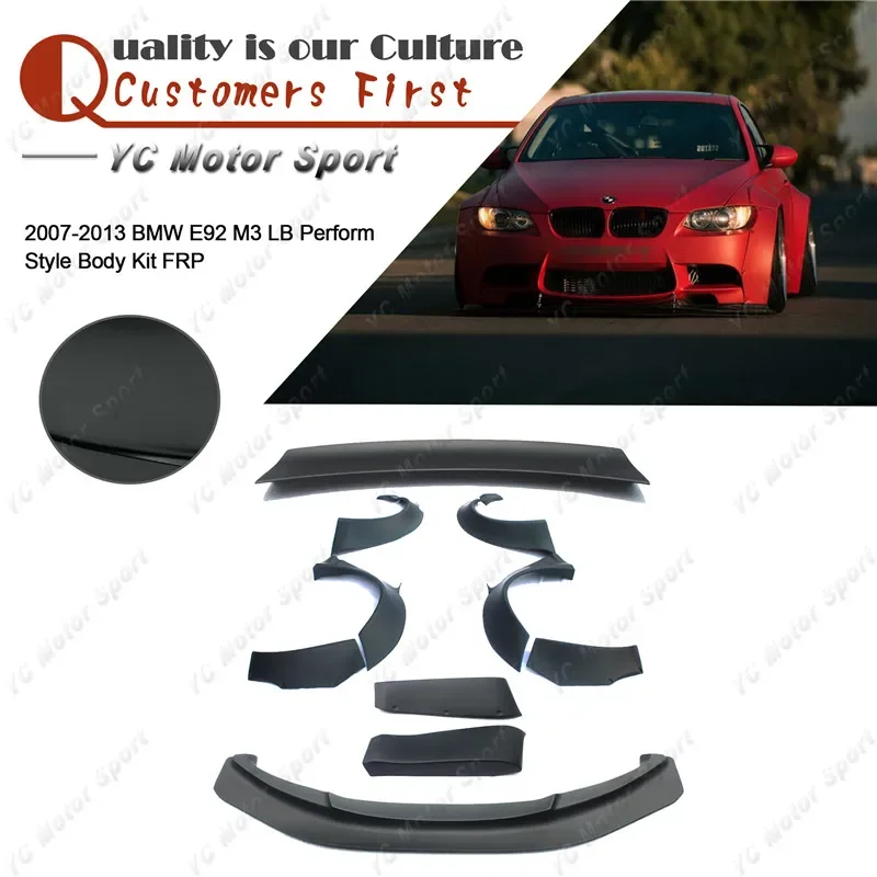 FRP Fiber Glass Bodykit Fit For 2007-2013 E92 M3 LB Perform Style Body Kit Diffuser Lip Fender Flare Corner Spat Spoiler Wing