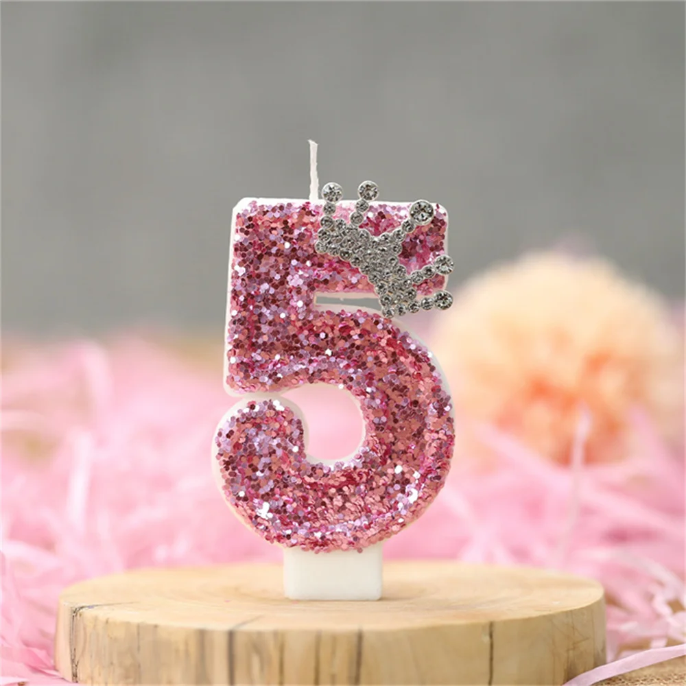 0-9 Number Cake Decorations Silver Crown Candles Number Topper for Happy Birthday Cake Decor Queen Princess Baby Shower Candle