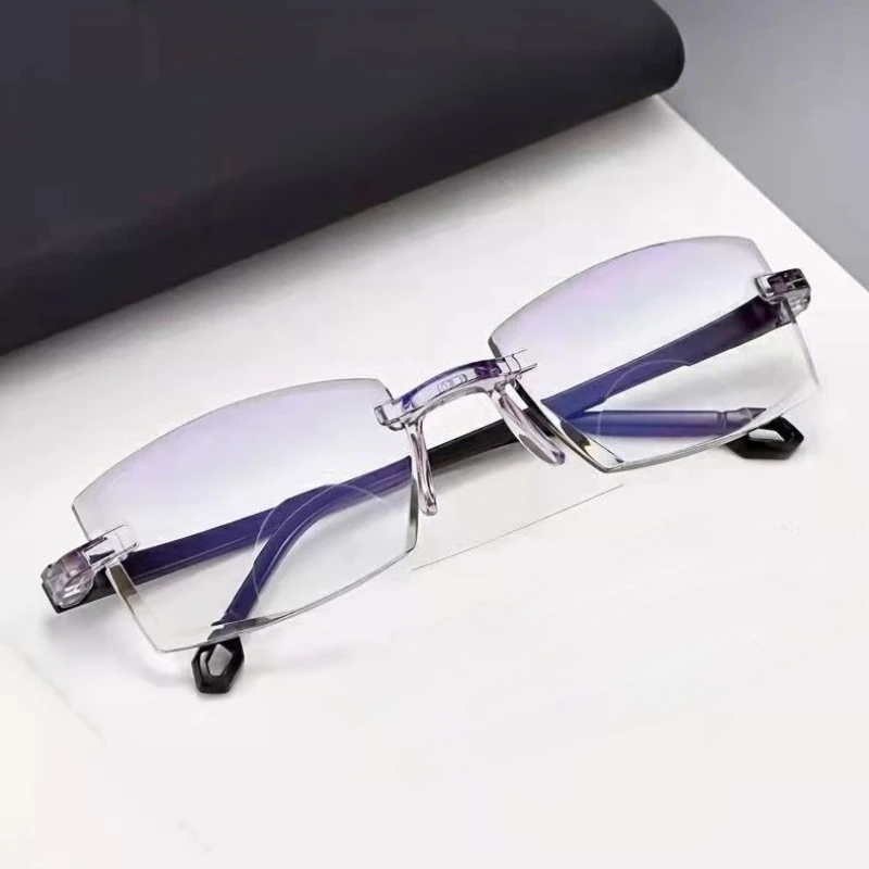 

New Blue Light Blocking Scratch Resistant Bifocal Reading Glasses for Both Men Women Universal Frameless Design Power 0 To +4.0