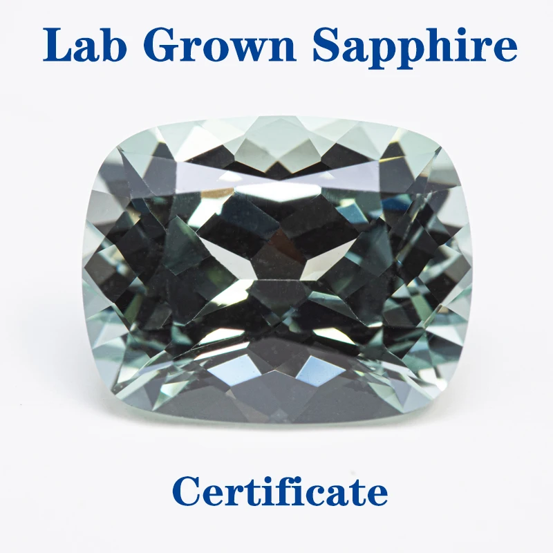 

Lab Grown Sapphire Rectangular Cushion Shape Green Color VVS1 Selectable AGL Certificate Gemstone Charms DIY for Jewel Making