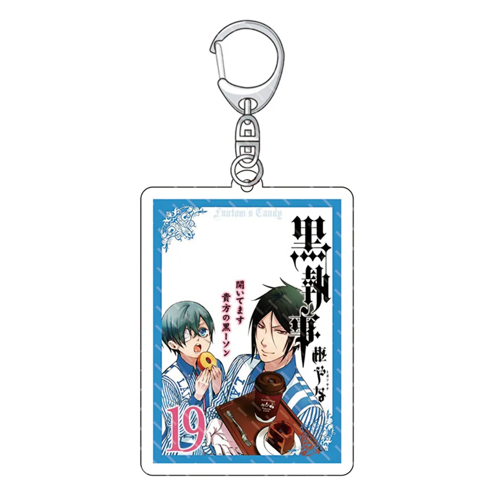 Anime keychain sebastian Black Butler Acrylic Keychain Cartoon Characters Sebastian Ciel Pendent Keyring Jewelry