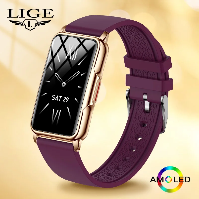 LIGE New Fashion Smart Watch Ladies Message Push Blood Pressure DIY Custom Dial Sports Bracelet Waterproof Men Smartwatch Women