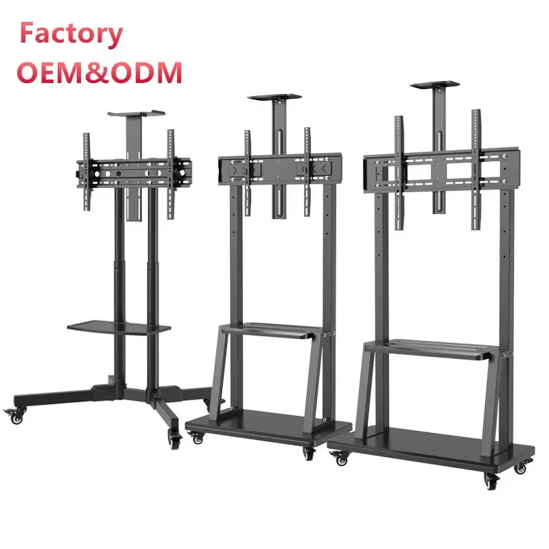 32 65 Inch Floor To Ceiling Rotating TV Stand Mobile Bracket For LED LCD Screen Universal Height Adjustable Mount FD1500 Base