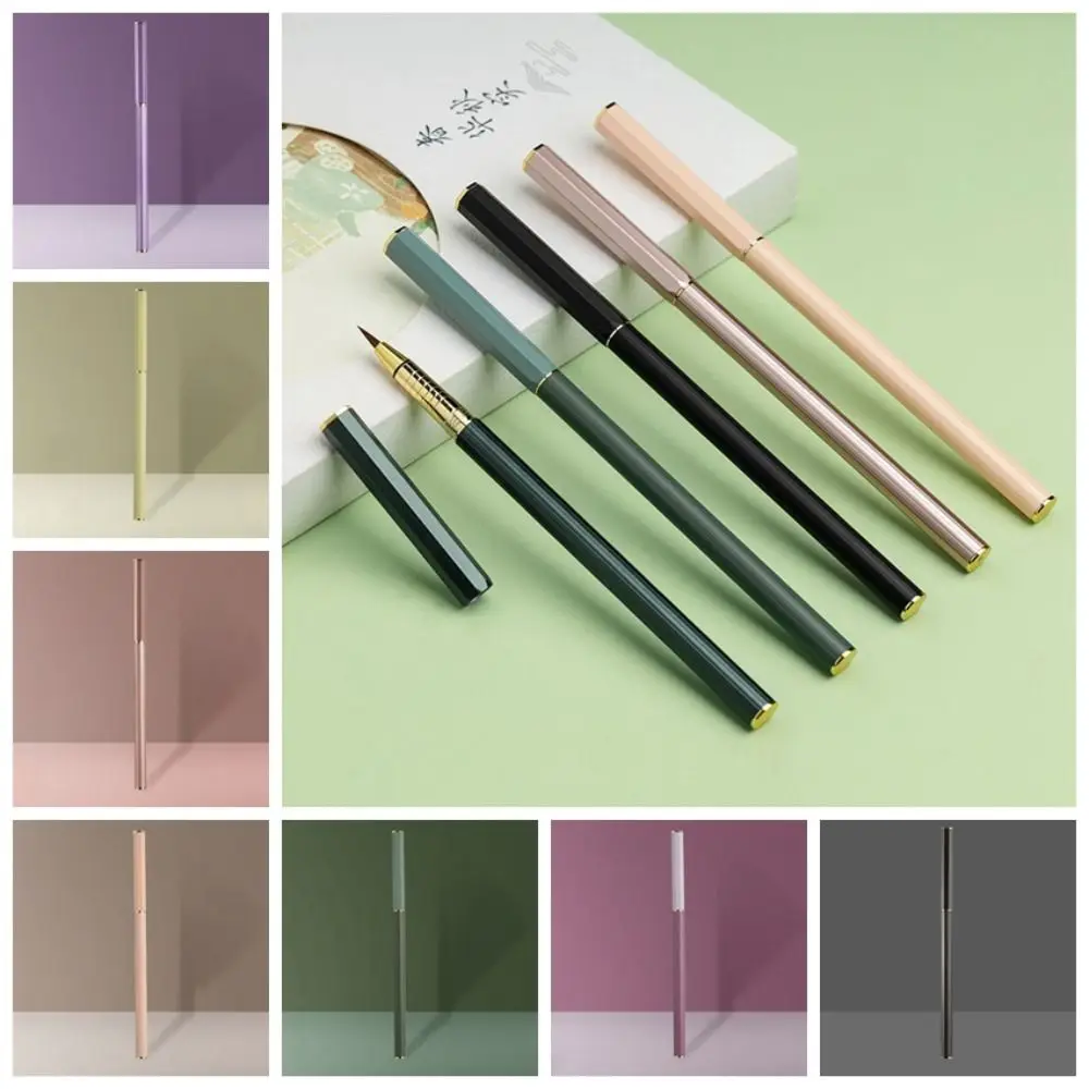 Soft Morandi Calligraphy Brushes Reusable Weasel Hair Regular Script Brush Metal Rod Multi-purpose Pen-type Brush Writing