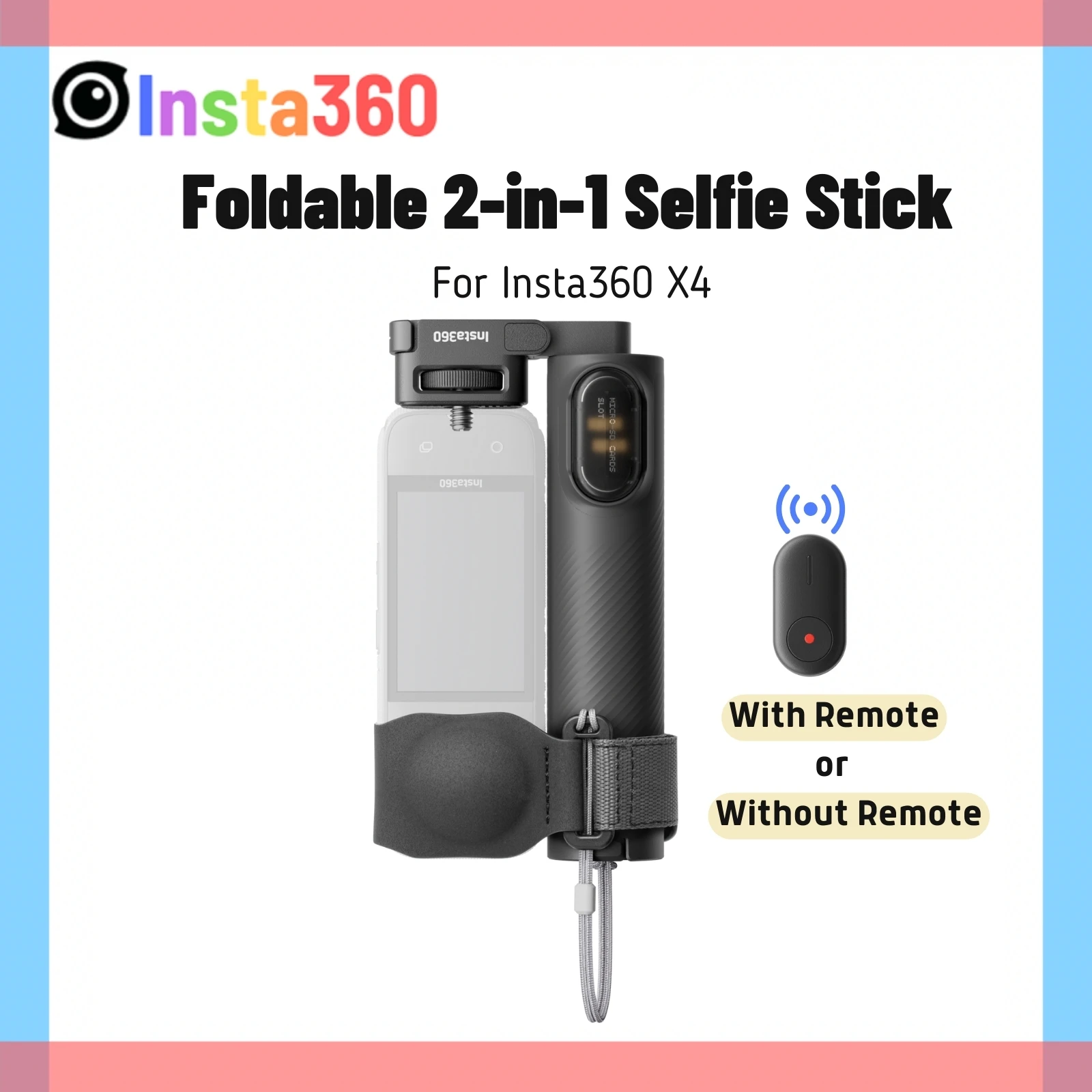 Insta360 X4 складной штатив для селфи 2-в-1 с креплением 1/4 дюйма, ручка с дистанционным управлением для Insta 360 X4, оригинальные аксессуары