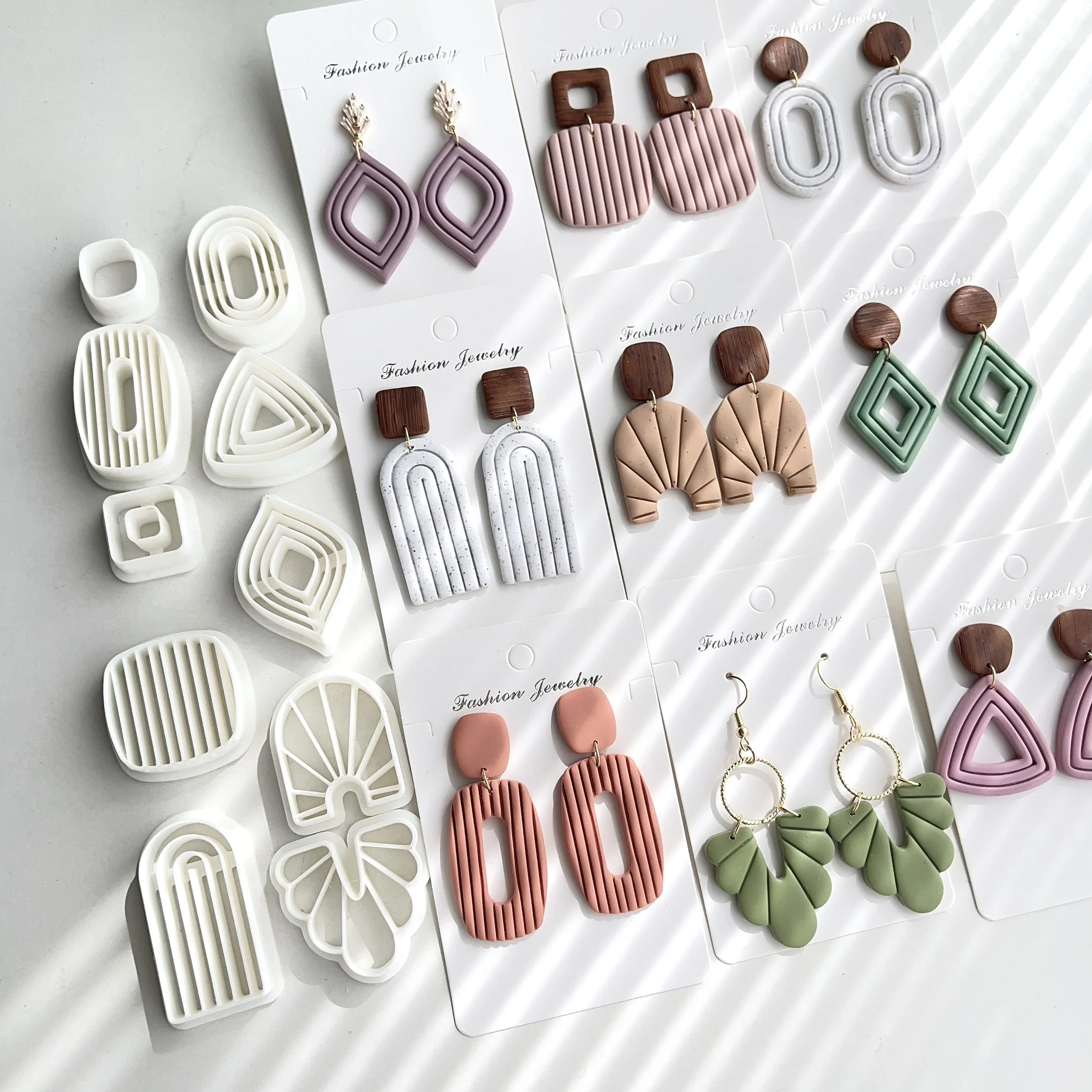 기하학 아크 모양 폴리머 클레이 커터 몰드 레인보우 라운드 DIY 귀걸이 펜던트, 쥬얼리 절단, 수동 몰드, 부드러운 도자기 도구