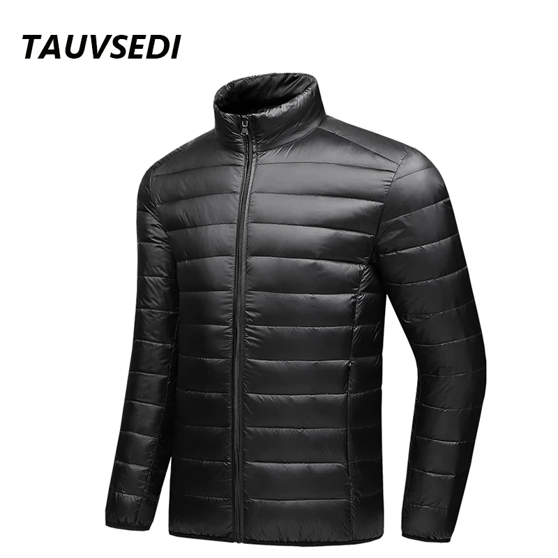 Winter Men Down Jacket Men Fashion Hooded Lightweight Slim Coat Autumn Men Casual Stand Collar Solid Packable Down Jacket Male