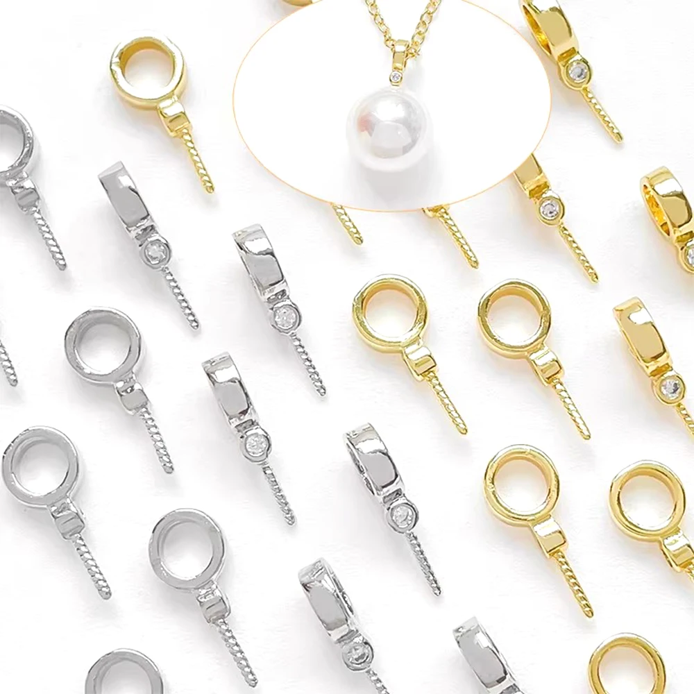 5 Pieces Brass Plated with Genuine Gold Zircon Inlay Pendant with Drag DIY Makes Fashionable Jewelry Necklace Bracelet Accessory