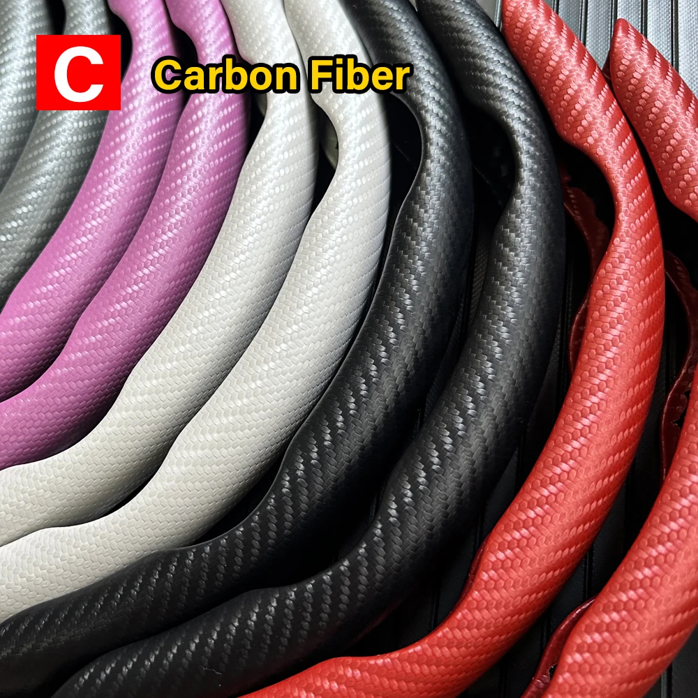 Car Universal 38cm Carbon Fiber Car Steering Wheel Cover Non-slip Card Cover Auto Steering Wheel Handle Booster Protective Cover image 4