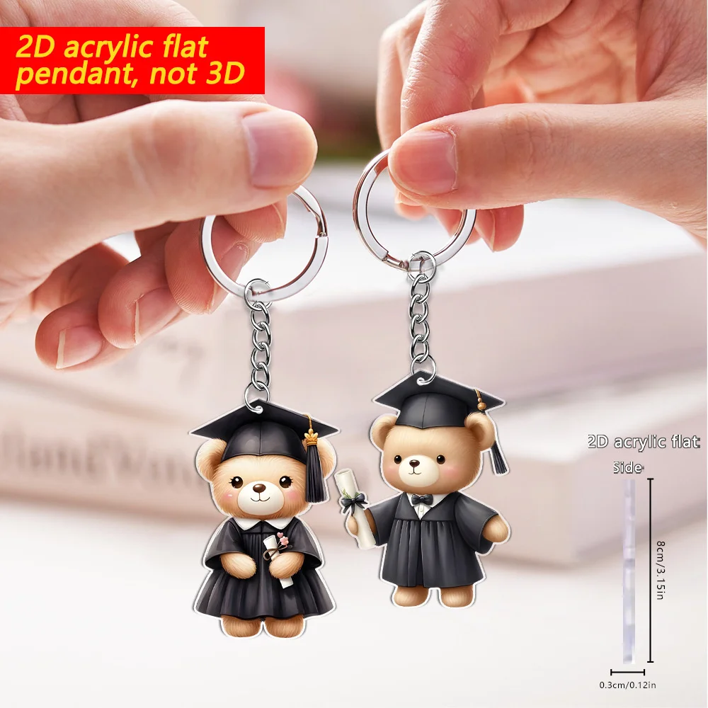 Hanging Car Mirror Charm Animal Pattern Acrylic Pendant for Student Accessory Gift For Couples Backpack Decoration