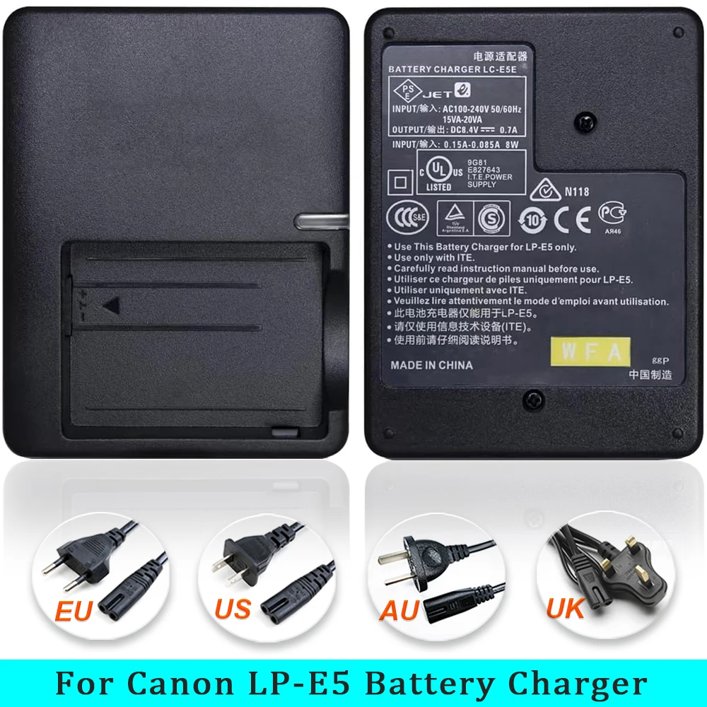 LC-E5/LCE5E Battery Charger For Canon LPE5 LP-E5 EOS Kiss X2,Kiss X3,Rebel T1i,Rebel XS,Rebel Xsi,EOS 450D,500D,1000D Camera