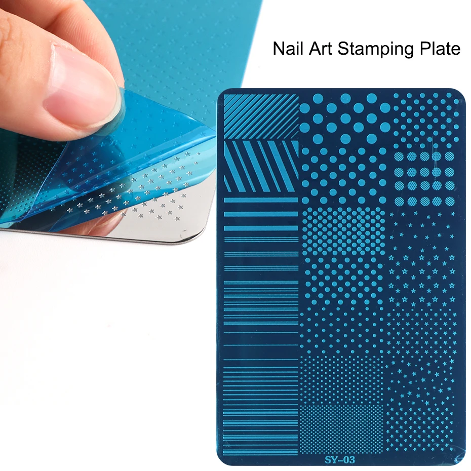 Polka Dot Star Nagelstempelplatte Nagelkunst Stempelvorlage Streifenlinienmuster Maniküre Druckschablone Nageldekorationswerkzeuge – Detail 8