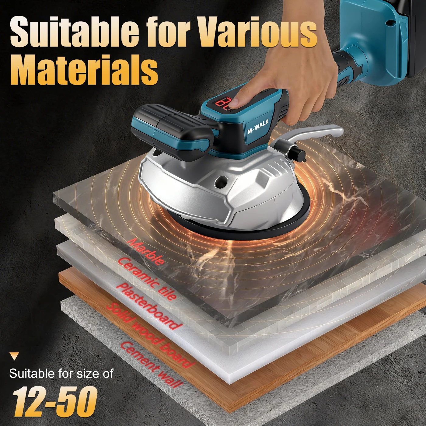 Tile Tiling Machine For Makita 18V Battery Cordless Tile Vibration Tool 8-SPEED Adjustable With Lock Design For Floor Tile Wall