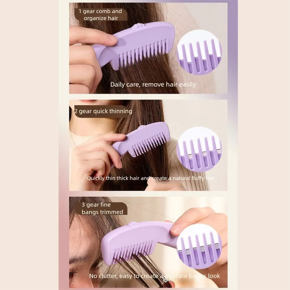 3 Modes 2 in 1 Hairdressing Comb Portable Adjustable Hair Cutting Comb with Hanging Hole Manual Thinning Hair Clippers