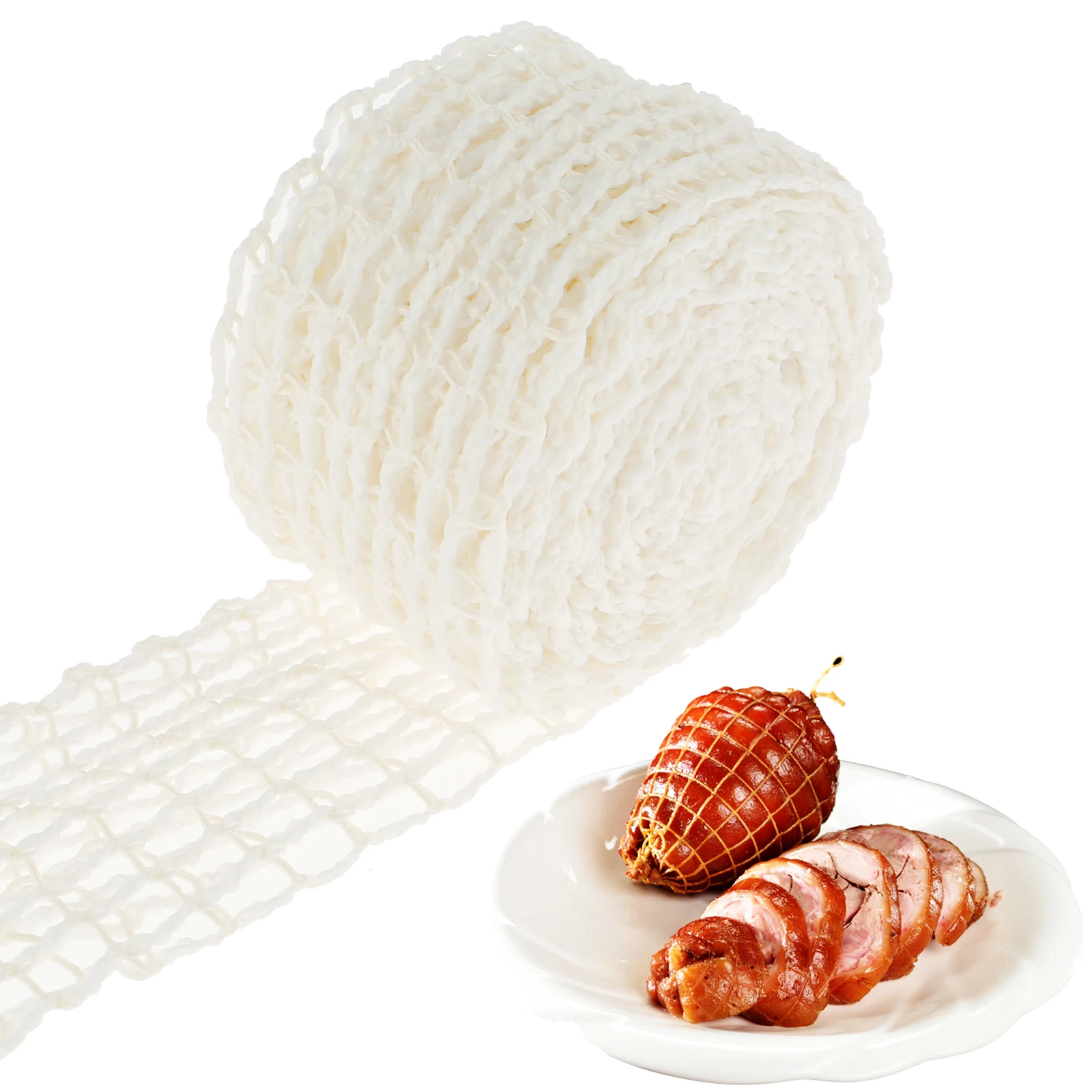 10m Meat Netting Roll 18 Holes Meat Netting Tube Elastic Meat Net White Butchers Netting Tube Smoked Meat Poultry Ham Netting
