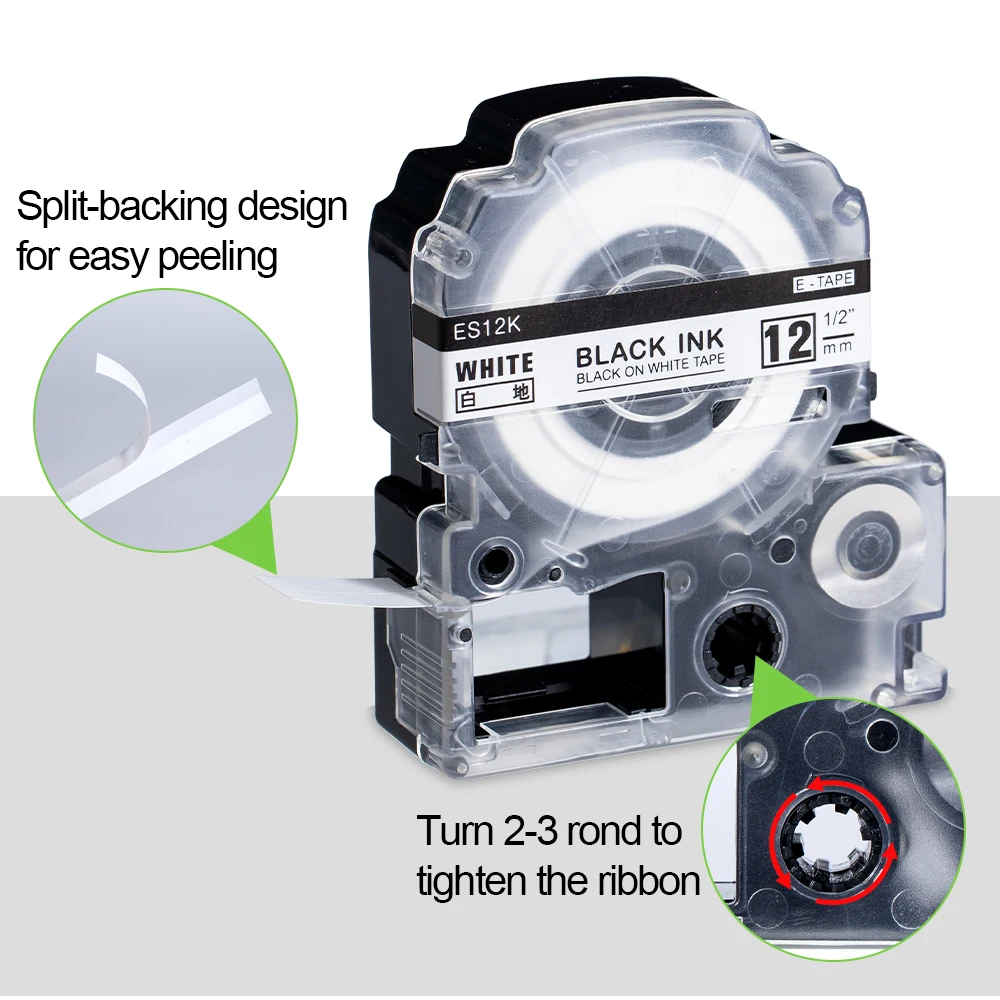 Imagem -04 - Fita da Etiqueta de Ss12kw 12 mm mm mm Compatível para Epson Labelworks Lw300 400 Fita do Fabricante da Etiqueta Lk4wbncartridge -3 10 20 Peças