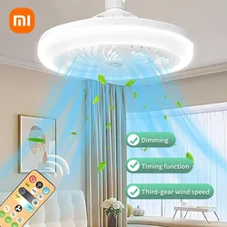 Xiaomi akıllı 3 In 1 tavan fanı tavan LED işık uzaktan kumanda ile dim parlak enerji tasarrufu E27 dönüştürücü taban 85-265V