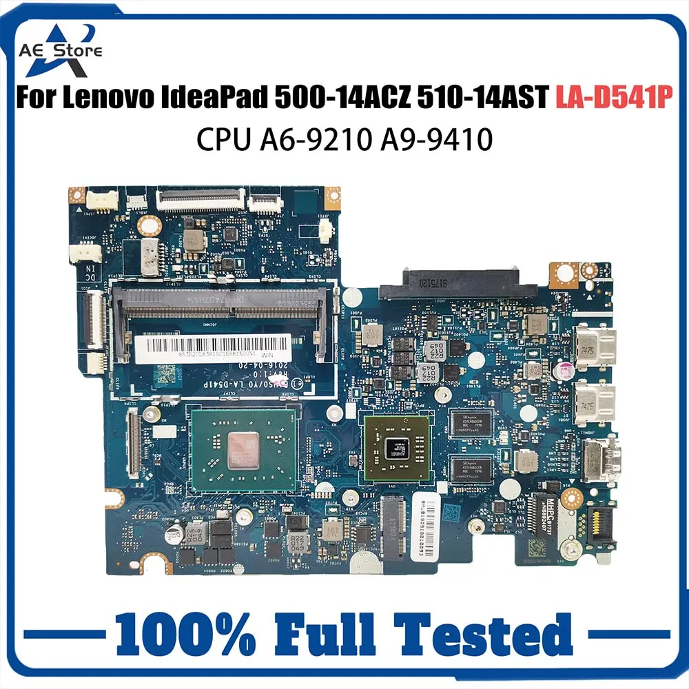 

Computer Mainboard For Lenovo IdeaPad Yoga 500-14ACZ 510-14AST LA-D541P Laptop motherboard With CPU A6-9210 A9-9410