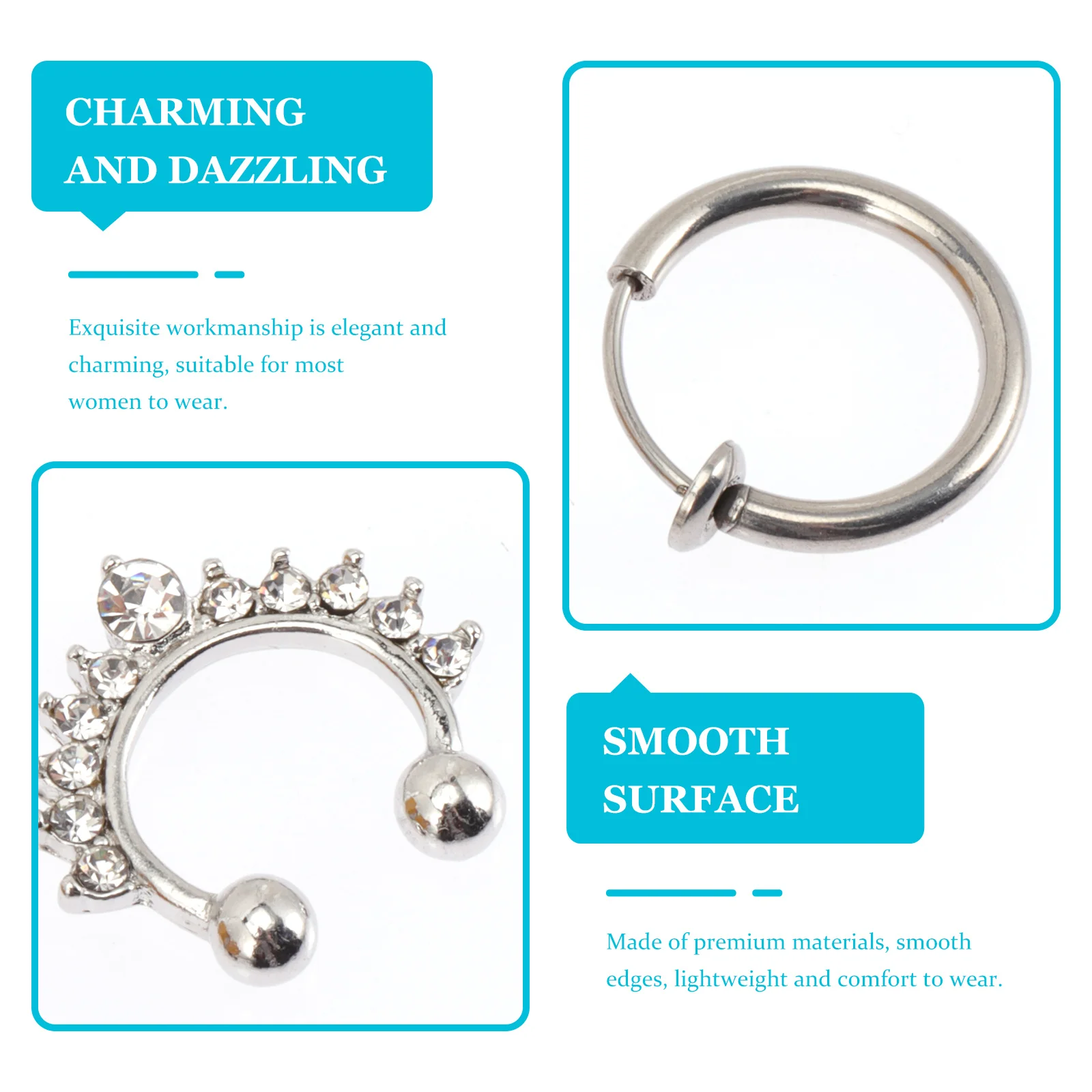 

19pcs Ear Cuff Ring Set No Piercing Fake Nose Jewelry For Women Fashion Nose Decor Cuff Rings Long Lasting Luster