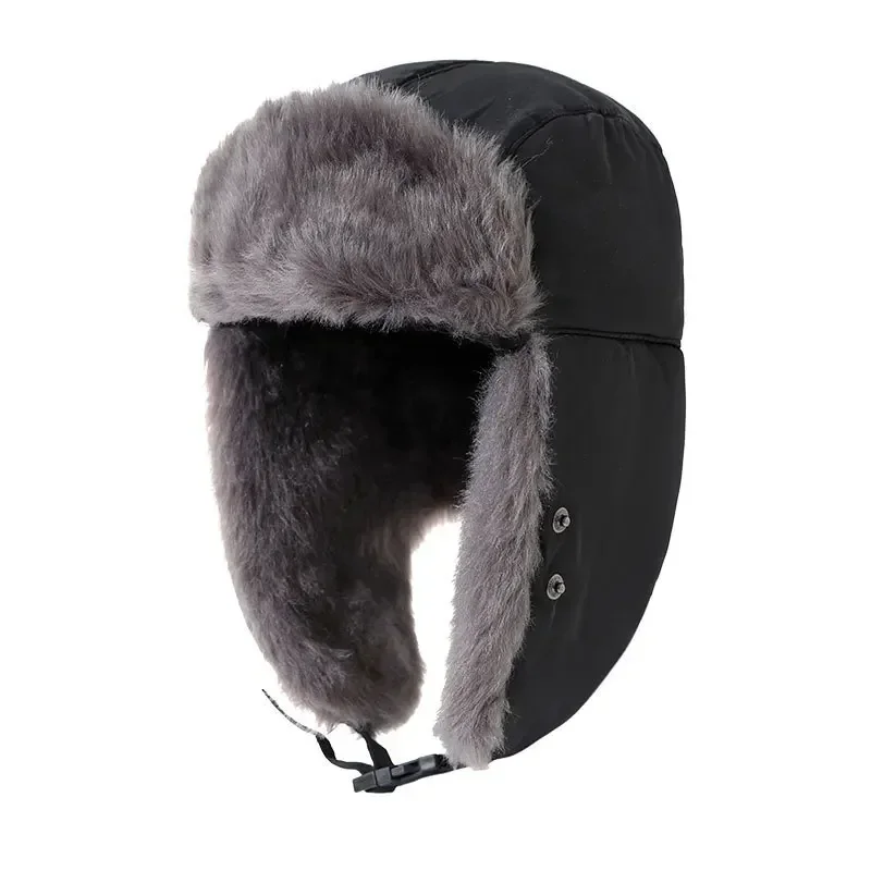 Winter Warm Thicken Bomber Hats Women Men Ear Protection Fur Cap Trapper Russian Hat Outdoor Ski Windproof Earflap Lei Feng Caps