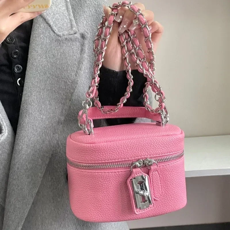 

Square Handbags 2024 Summer Fashion Chains Crossbody Bags Women Texture PU Shoulder Bag Elegant Chic Mini Mobile Phone Bags