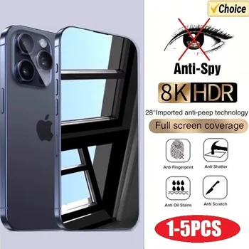 1-5PCS Anti-Spy Glass for iPhone 15 14 13 12 11 16 17 Pro Max Mini X XS XR 7 8 6 Plus Priv