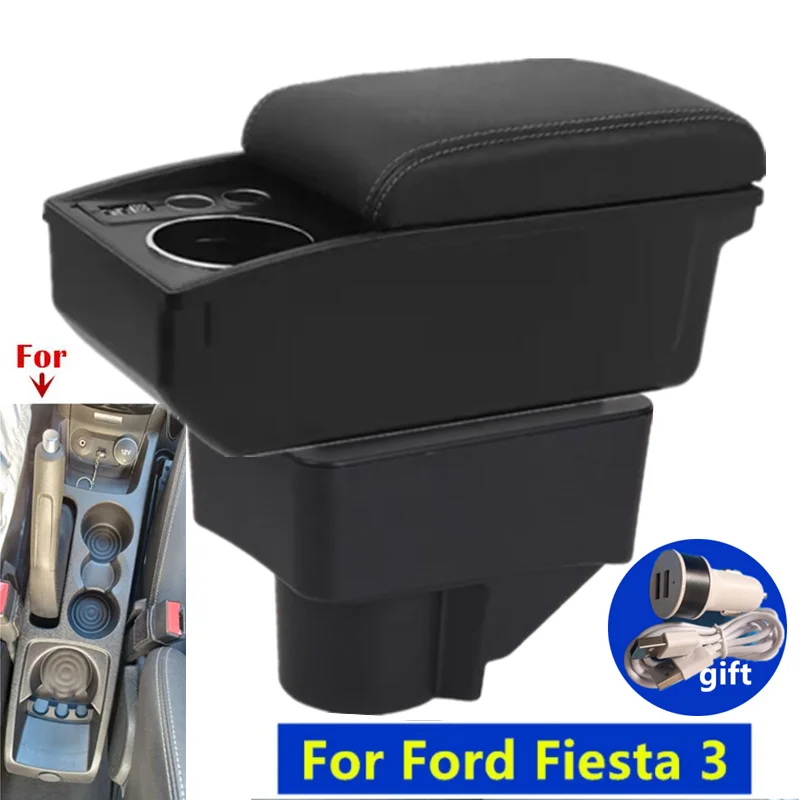 Auto Armlehne Für Ford Fiesta Armlehne Box Für Ford Fiesta 3 Lagerung Box tasse halter Gewidmet Retrofit Auto Zubehör 2011-2018