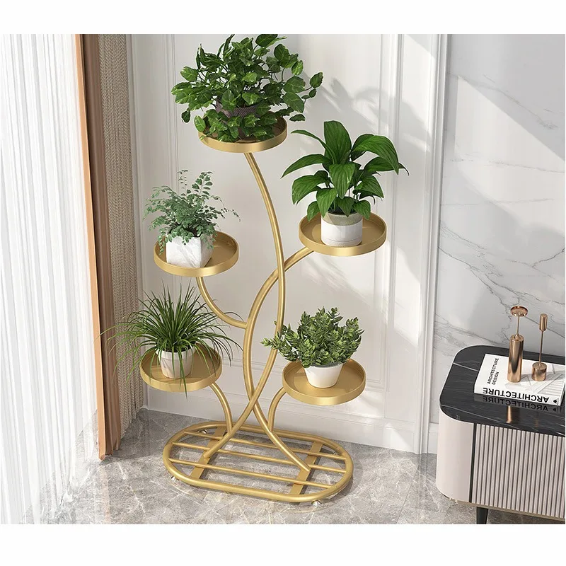 Direct Factory Sale Wrought Iron Metal Flower Stand for Home for Displaying Flower Pots on Balcony & Living Room