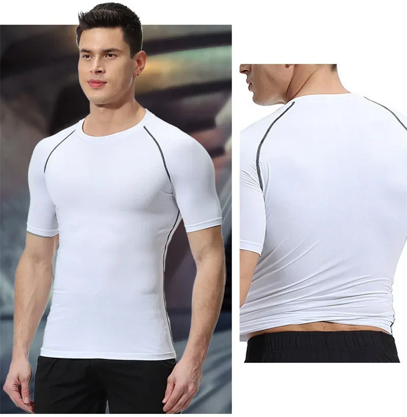 Laufoberteil für Herren, individuell bedrucktes, eng anliegendes Hemd mit langen Ärmeln, Fitnessstudio-Unterwäsche, schnell trocknendes Sport-T-Shirt – Detail 5