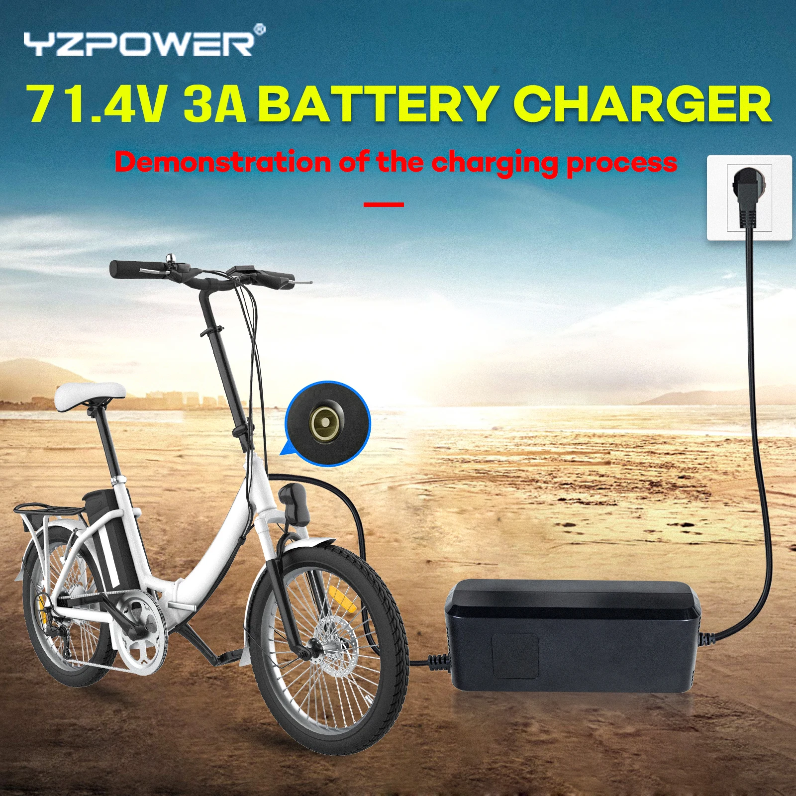 Caricabatterie agli ioni di litio YZPOWER 71,4 V 3 A 17 S |   Accetta personalizzazione OEM/ODM (logo/tensione/cavo) con display LCD - Certificato CE