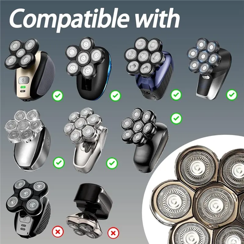LITE-Shair Clipper Replacement Blades-7D Rotating Blades For Bald Men-Floating Design Head