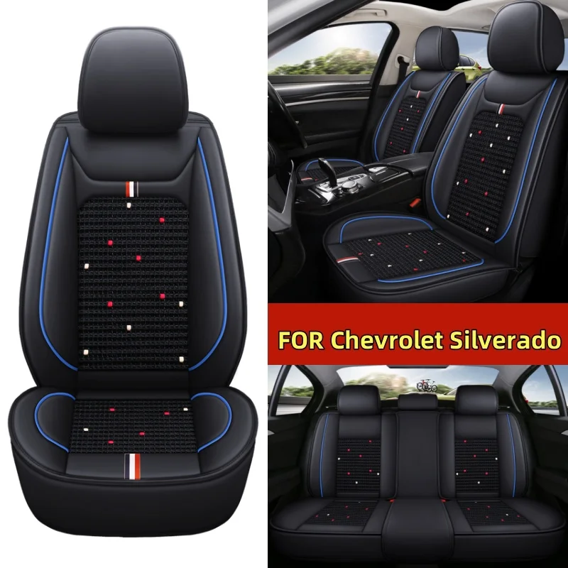 

FOR Chevrolet SilveradoCar seat coverwaterproof PU leather ice silk splicing front and rearrow5seat covers full wrap seat cover