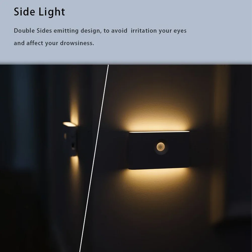 Luces nocturnas inteligentes, luz LED recargable con Sensor de movimiento, Sensor de anochecer a amanecer, lámpara de pared magnética con 3 modos para dormitorio