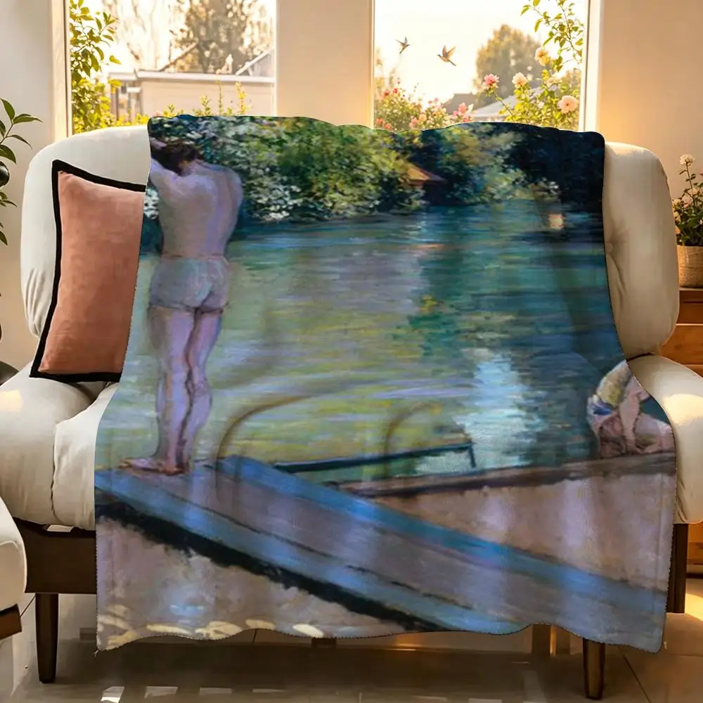 Artist Classic G-Gustave Caillebotte Throw Flannel Throw Blanket Suitable warm for Sofa、Living Room、Bedroom soft