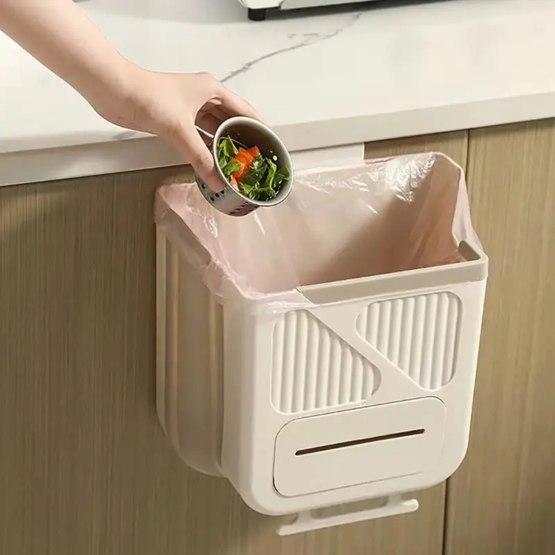 Wall Mounted Trash Can Foldable Trash Bin Waste Bin Compost Bin Waste Container For Offices Cupboard Camping Bedroom