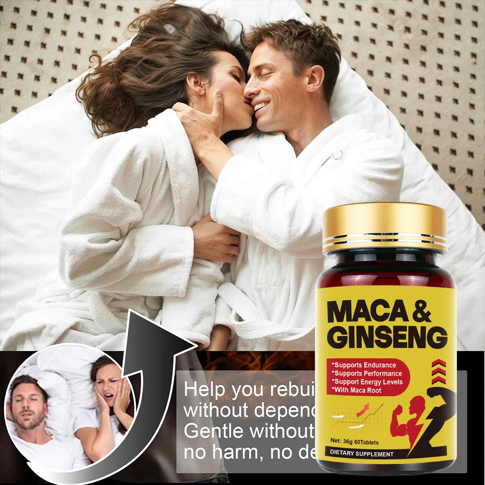 American Maca+Ginseng Capsule, 60 tablets, 100% pure, non-transgenic, supporting reproductive health, natural energy supplement.