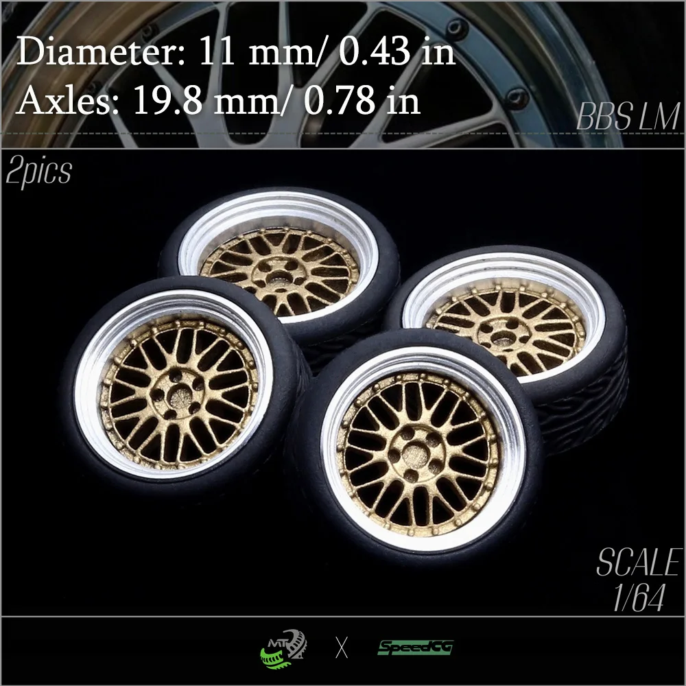 Speedcg 1/64 Metal Outer Ring Wheels Diameter 10mm&11mm with Rubber Tires Kit Luxury Model Car Modified Parts Tomica Model Car