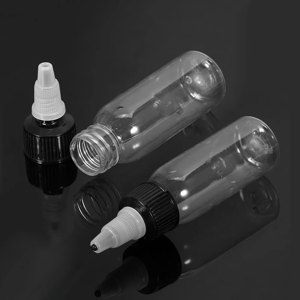 10Pcs Empty Tattoo Ink Bottles With Twist Cap Plastic Clear Transparent Tattoo Pigment Inks Container Tattoo Accessories 30ml