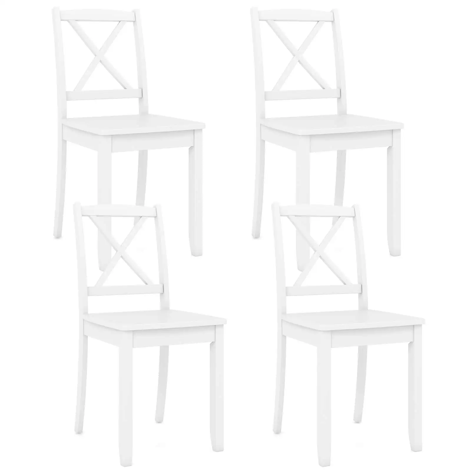 Dining Chair Set of 4 Kitchen Side Chairs w/ Rubber Wood Legs & Cross Back