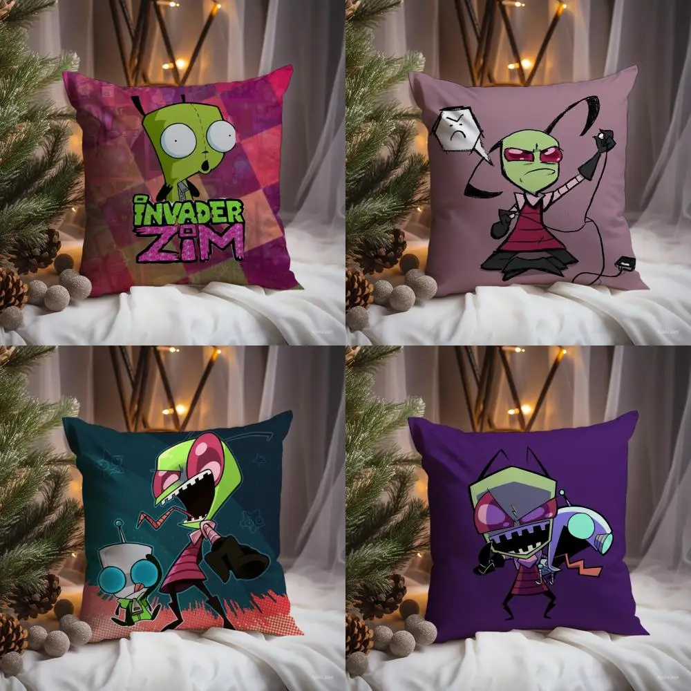 Cute I-Invader Z-Zim Cushion Cover Premium Comfort Reversible Pillow Cove -Two in One Design for Any Room & Car Interior