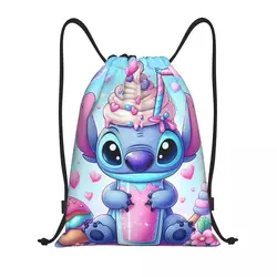 Custom Cute Stitch Drawstring Bags para compras, Mochilas de ioga para homens e mulheres, Cartoon Sports Gym Sackpack