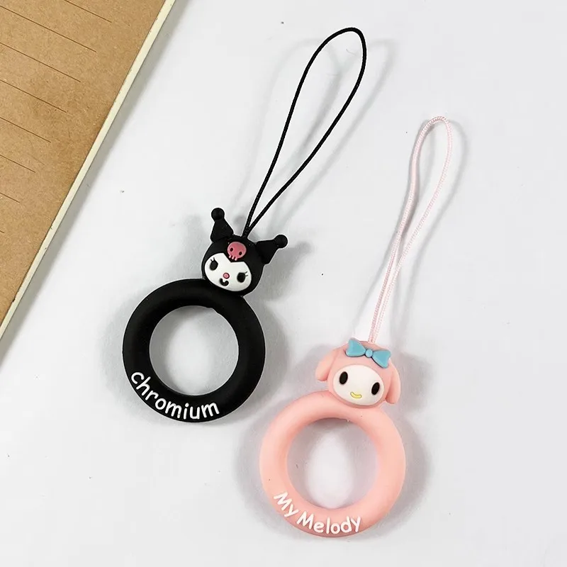 1 шт. MINISO Sanrio, кольцо на палец, ремешок для телефона, ремешок, силиконовый ремешок Kuromi мобильный телефон Key, ID карта, ремешок, пончики, венок
