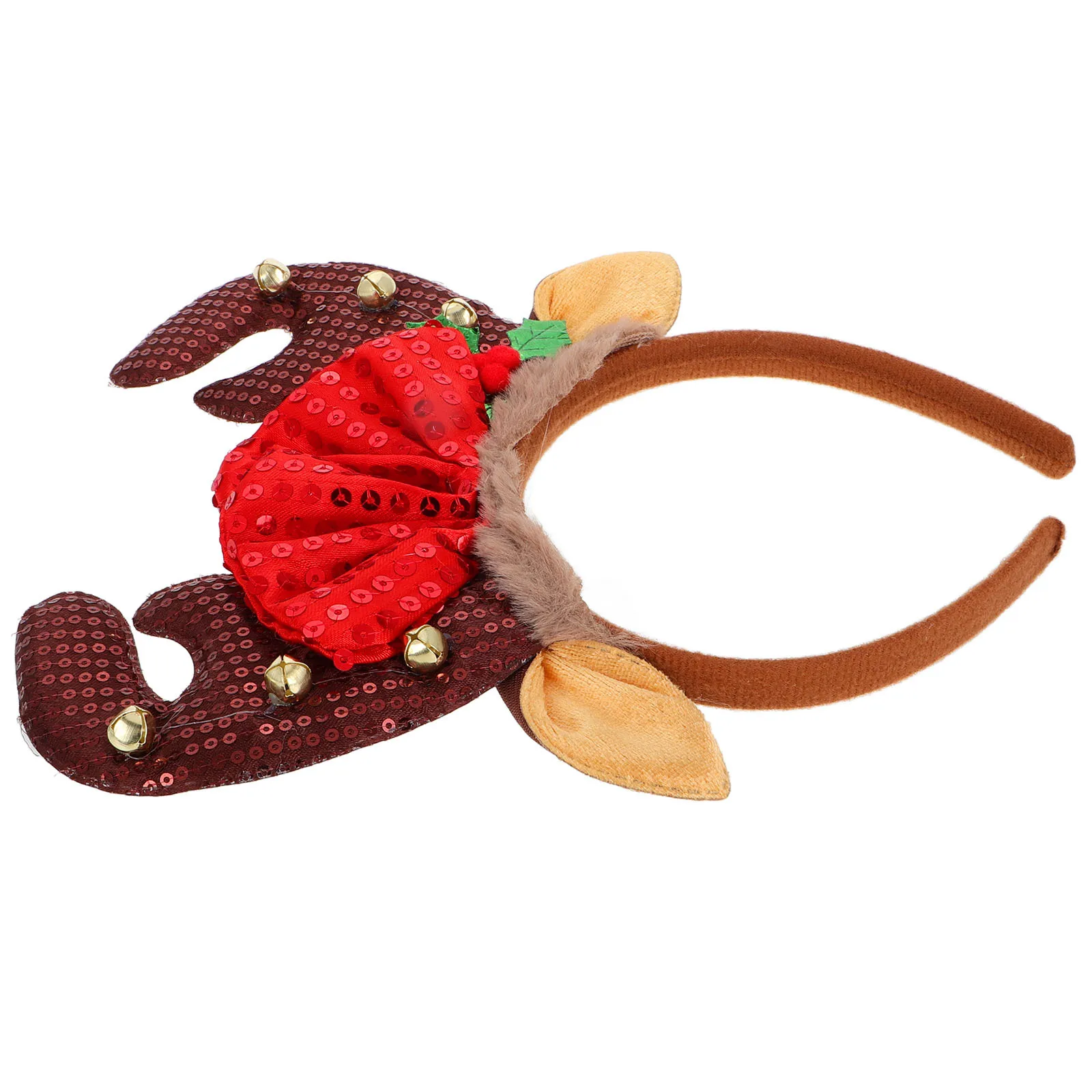 

Christmas Antler Headband Glitter Jingle Bells Deer Ear Hair Accessory For Women Girls Party Kids Reindeer Horn Hoop Hair