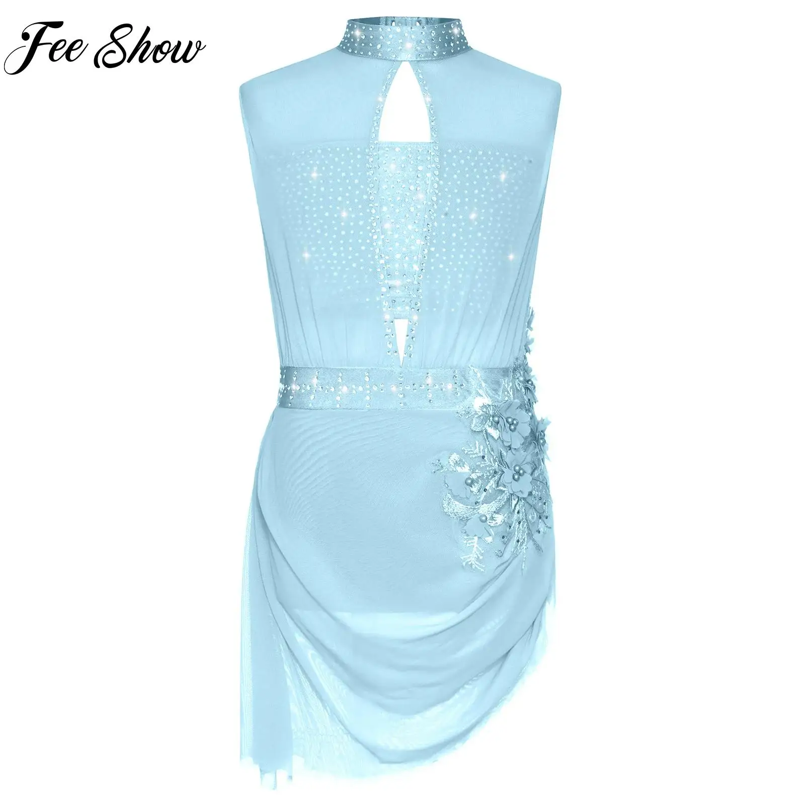 

Kids Applique Ballet Lyrical Dance Dress for Girl Gymnastics Leotard Tutu Dress Figure Skating Modern Contemporary Dance Costume