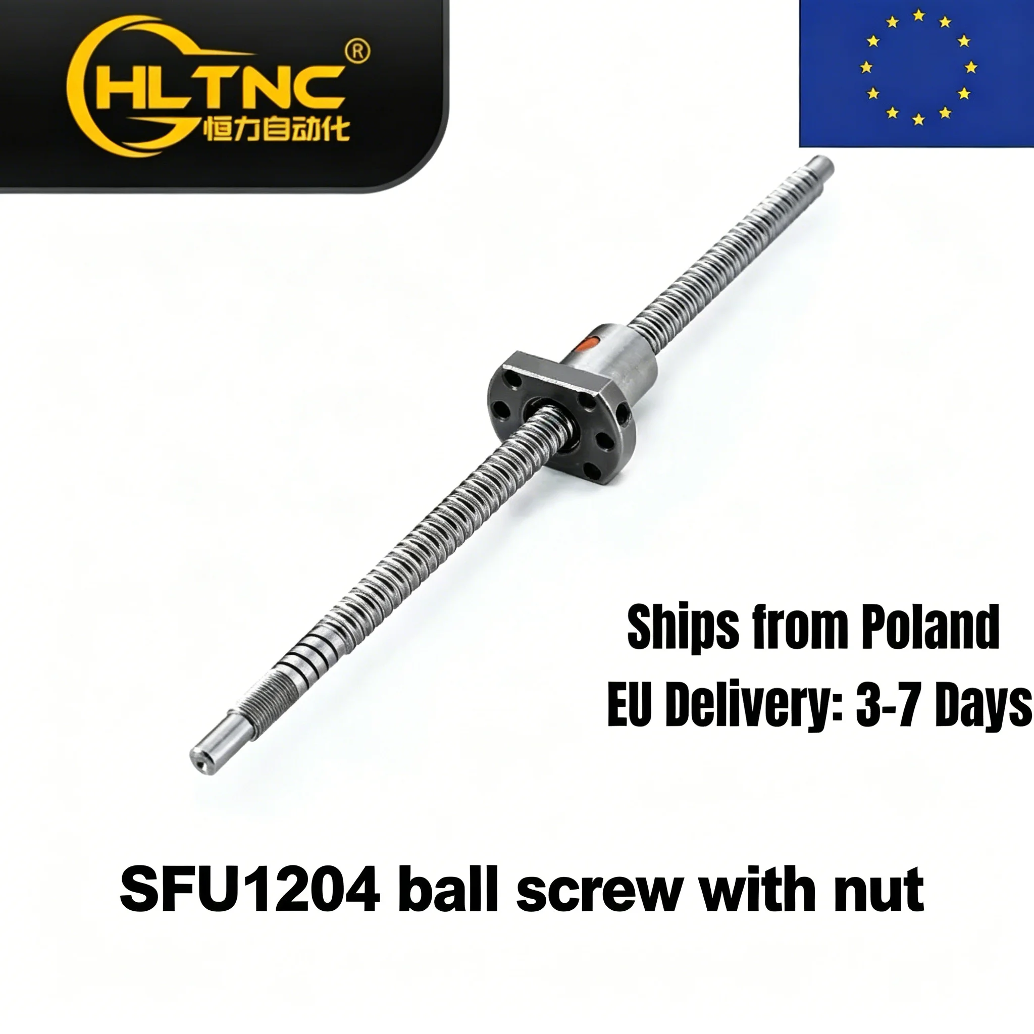 Kit Vite a Ricircolo di Sfere SFU1204 Spedito dall'UE, Lunghezza Totale 300mm, Passo 4mm con Dado, Albero 8mm