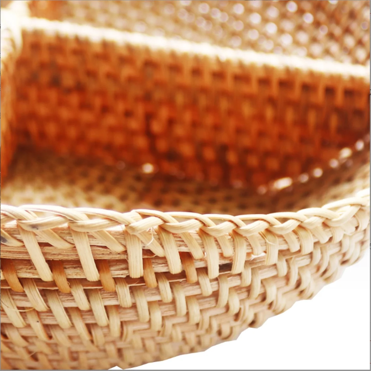 

Versatile 4-Compartment Divided Serving Dishes Rattan Bowl,For Snacks,Candies