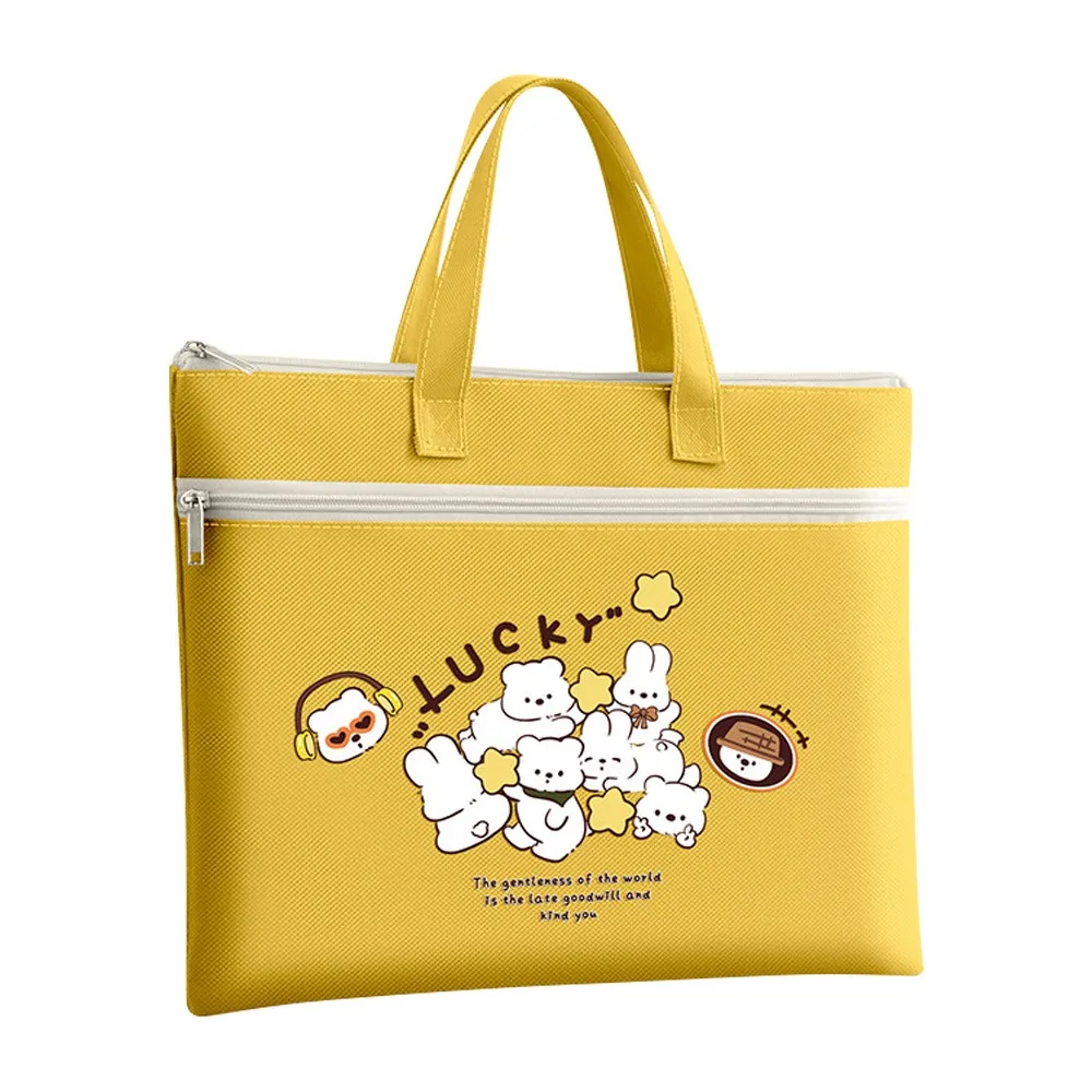 لطيف طبقة مزدوجة حمل حقيبة مدرسية قماش سعة كبيرة حقيبة التدريس الكرتون الفن حقيبة مكتب المدرسة