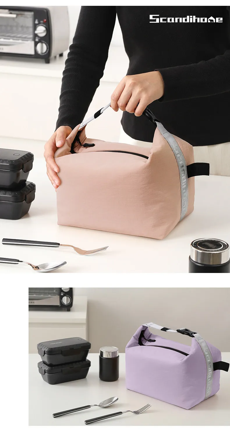 Tragbare Lunchtasche für Damen, isoliert, Thermo-Lunchbox, Kühler, Handtasche, Lebensmitteltasche, Träger für Büro, Schule, Reisen, Picknick – Detail 12