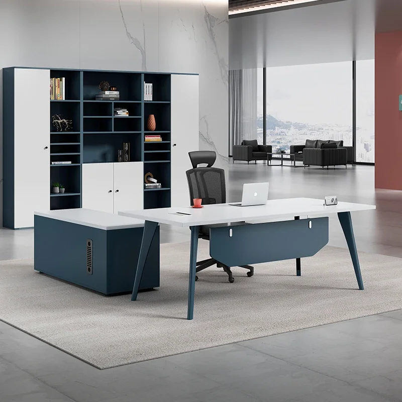 مكاتب مكتب ورشة عمل حديثة فاخرة أوروبية تنفيذية على شكل حرف L طاولة كتابة لغرفة الألعاب مصمم أثاث فريد من نوعه من Tavolino #3